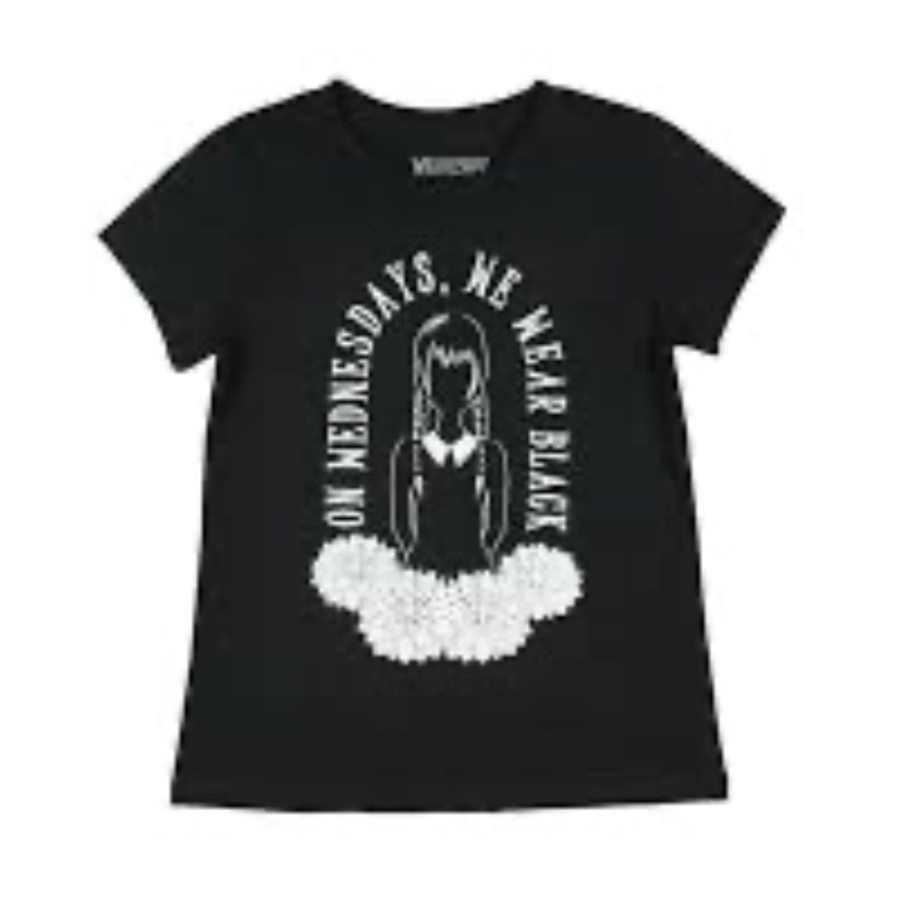 Wednesday Addams "On Wednesday We Wear Black" Graphic Print T-Shirt - Pre-Owned